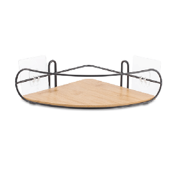 Bathroom corner shelf single-tier, bamboo bottom with good adhesion clear plastic sticker
