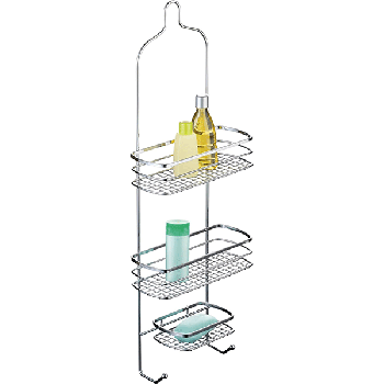 Bathroom shower wall shelf 3 shelves 2 hooks