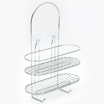 Bathroom shelf with suction cups 2 hooks