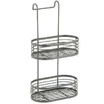SHOWER CADDY OVER DOOR SCREEN CUPBOARD GREY RUST FREE BATHROOM STORAGE ORGANIZER