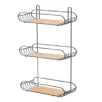 Shower Caddy Organizer Shelf ,three tiers, Self Adhesive Hanging, Bamboo bottom,No Drilling Storage Holder for Bathroom