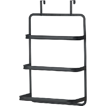 Door Hanging Shelf, Door Towel Holder with 3 Towel Rack Bath Towel Holder for All Common Doors Without Drilling Black