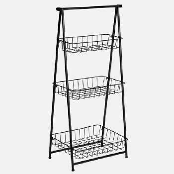 Black 3-Tier Folding A-Frame Storage Caddy , 3 Tier Folding Ladder Shelf