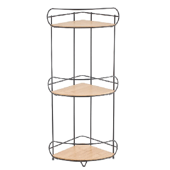 3 Tier Corner Shelf caddy in metal and bamboo base