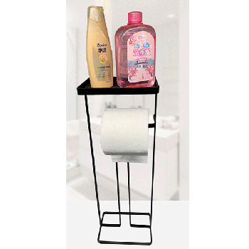 2-in-1 Replacement Roll Holder for up to 3 Rolls of Toilet Paper and a Non-Slip Coated Tray, Black 