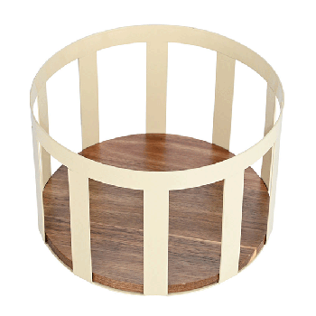 Fruit Bowl basket Wooden-Metal Ivory 