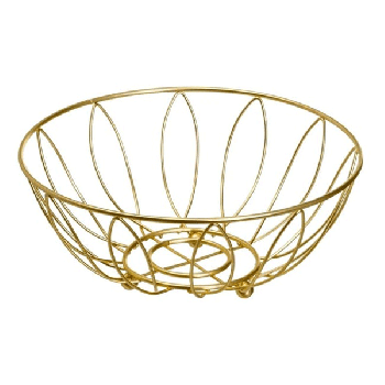 Metal fruit bowl basket in gold
