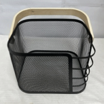 Fruit Basket with handle , metal, wood, black