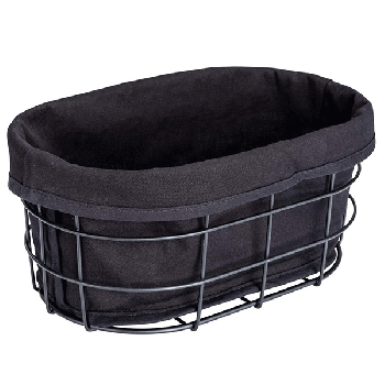 Bread basket storage in black outdoor kitchen