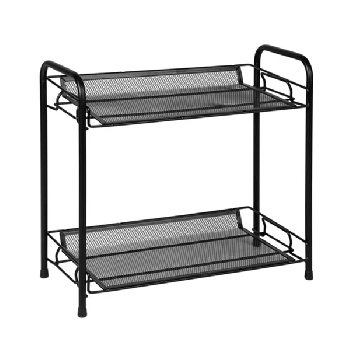 2 Tier Kitchen Spice Rack, Open Design Vertical Spice Rack for Workstation, Removable Kitchen Shelf for Kitchen Bathroom Cabinets, Black