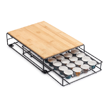 Coffee Maker Stand, bamboo with Coffee Capsule Holder for Storing 32 NESPRESSO Coffee Capsules