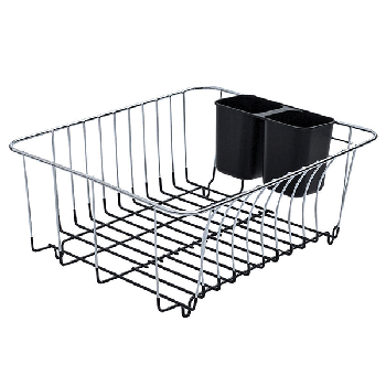 METAL SINK BASKET 35x30x15cm WITH BLACK SILICONE BASE
