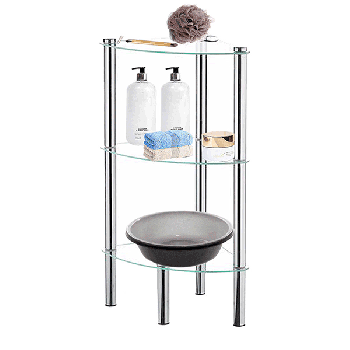 3 Tiers fan-shaped Clear Tempered Glass Side Table EN0100