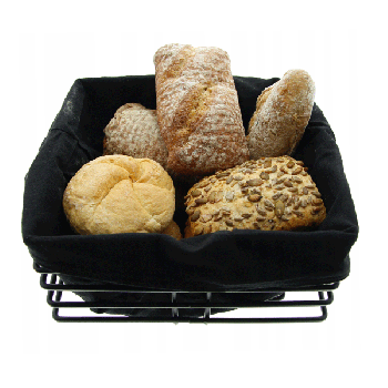 METAL BASKET FOR BREAD BREAD FRUIT + FABRIC INSERT BLACK
