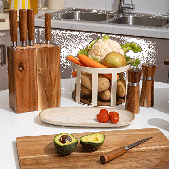 Fruit Bowl basket Wooden-Metal Ivory 