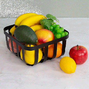 MODERN SQUARE BLACK METAL FRUIT BOWL | KITCHEN FRUIT & VEGETABLES STORAGE BASKET