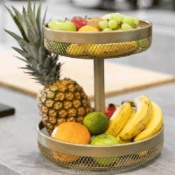 Modern Gold Fruit Basket - Gold Fruit Basket for Storing Fruits, Vegetables and Bread