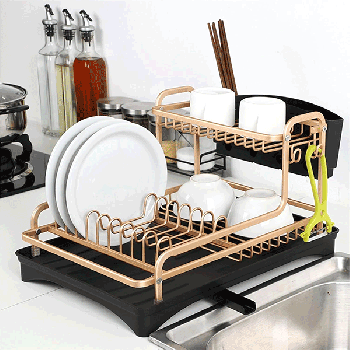 Kitchen Dish Rack 1/2 Tier Organizer Drainer Plate Holder Cutlery Storage Shelf Sink Accessories Drain Storage (2 Tier)