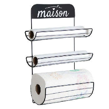 Kitchen Paper Holder Paper Towel Aluminum Foil PVC Holder Matte Black