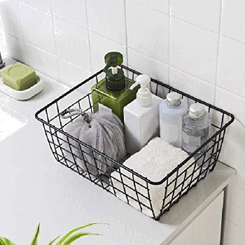 Metal Storage Basket in matt-black/copper color/gold finish