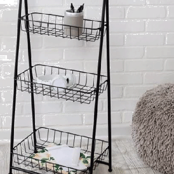 Black 3-Tier Folding A-Frame Storage Caddy , 3 Tier Folding Ladder Shelf